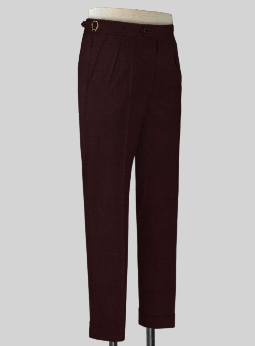 Stretch Wine Wool Highland Trousers - StudioSuits