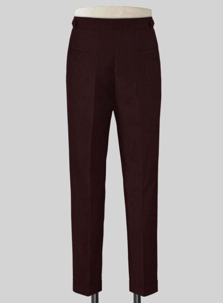 Stretch Wine Wool Highland Trousers - StudioSuits