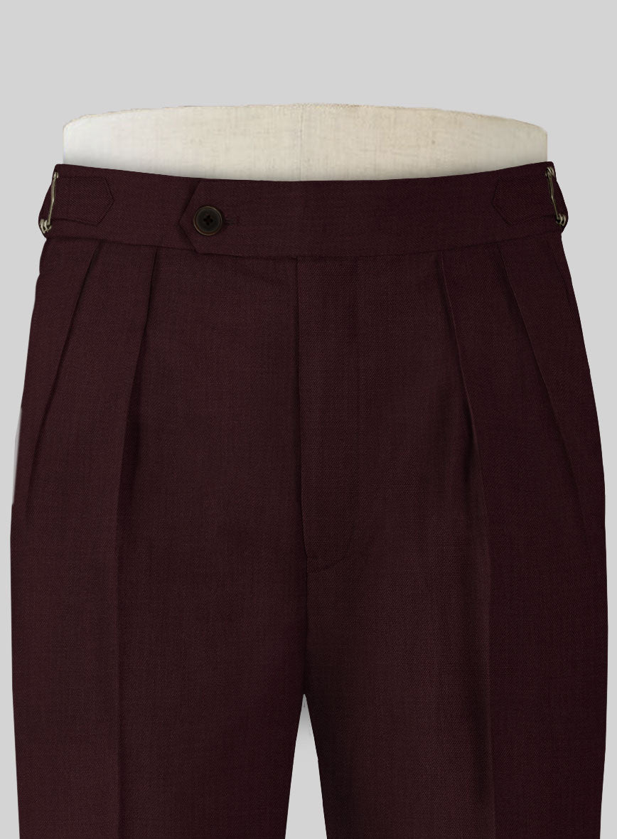 Stretch Wine Wool Highland Trousers - StudioSuits