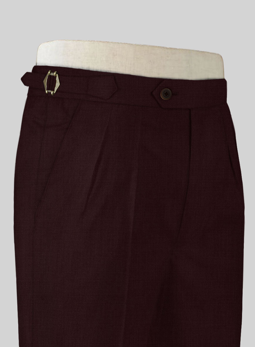 Stretch Wine Wool Highland Trousers - StudioSuits