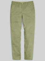 Washed Stretch Summer Weight Army Green Chino Pants - StudioSuits