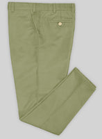 Washed Stretch Summer Weight Army Green Chino Pants - StudioSuits