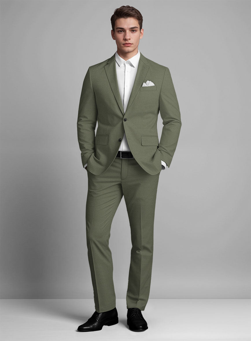 Stretch Summer Olive Green Chino Suit - StudioSuits