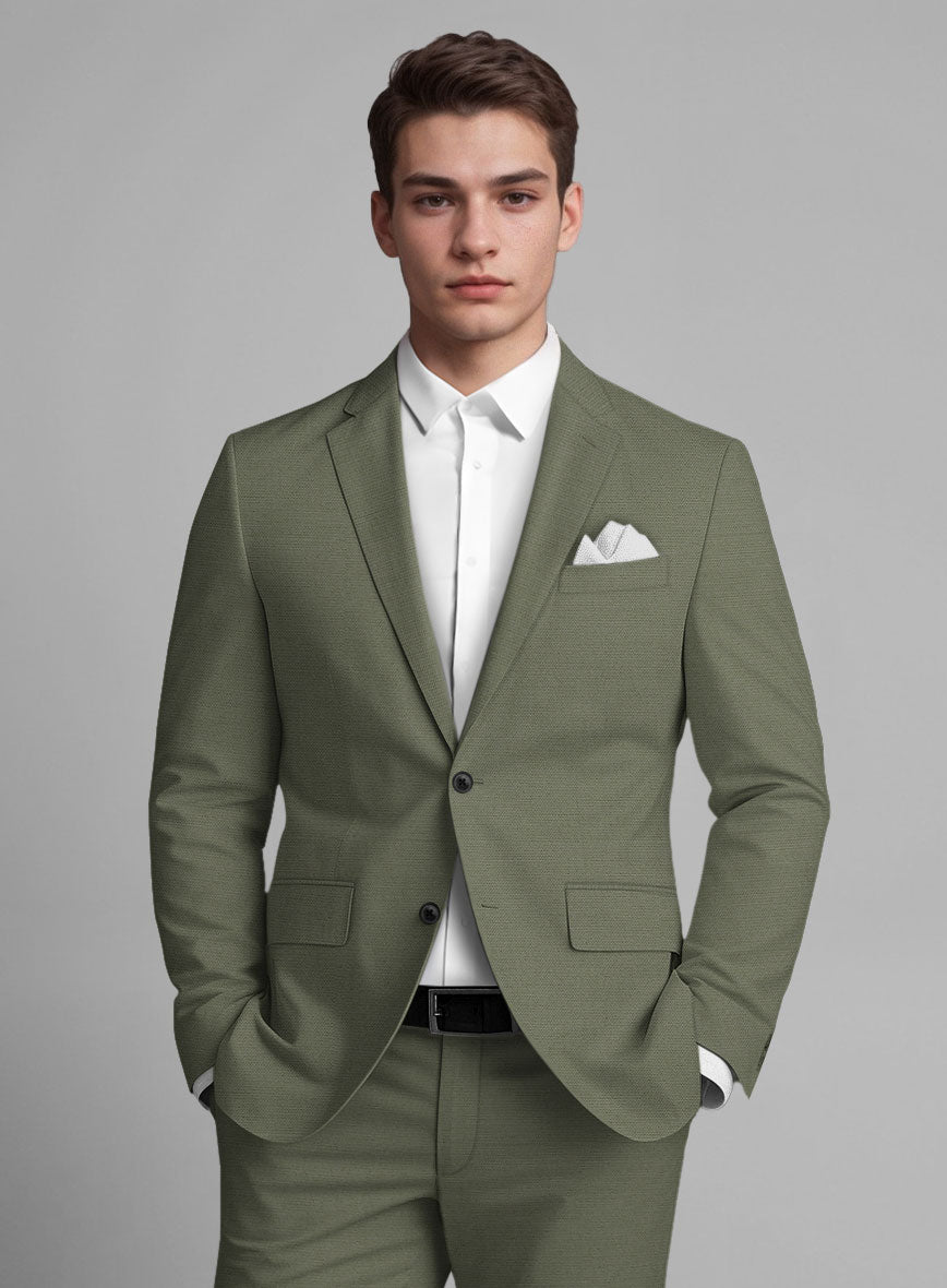 Stretch Summer Olive Green Chino Suit - StudioSuits