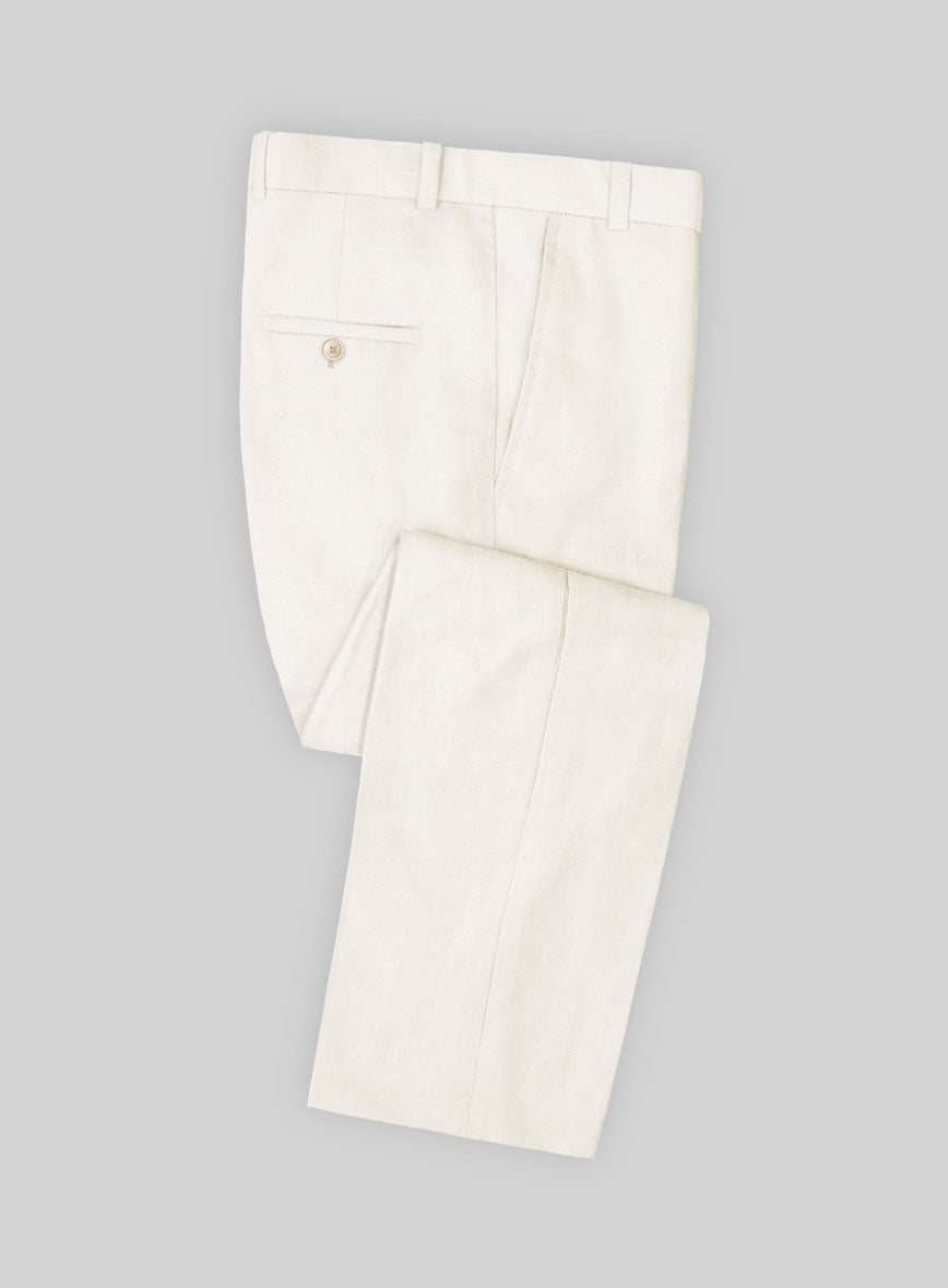 Stylbiella Cream Linen Pants - StudioSuits