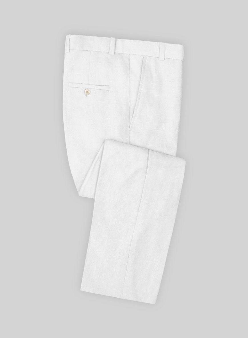 Stylbiella Natural White Linen Pants - StudioSuits
