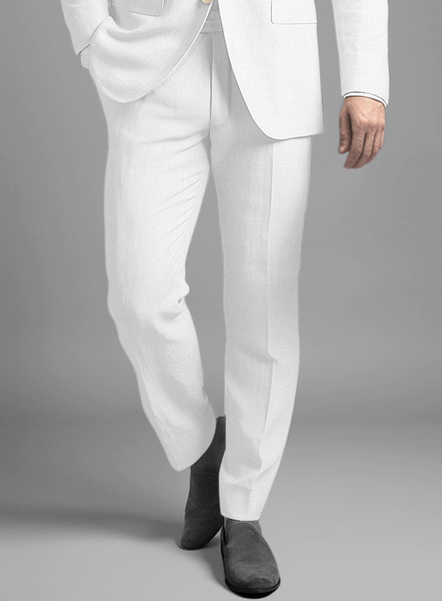 Stylbiella Natural White Linen Pants - StudioSuits
