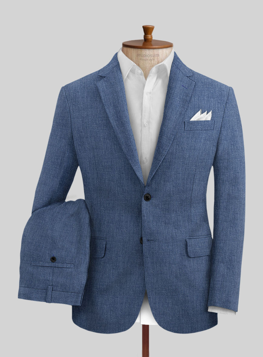 Stylbiella Spring Smoked Blue Linen Suit - StudioSuits