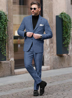 Stylbiella Spring Smoked Blue Linen Suit - StudioSuits