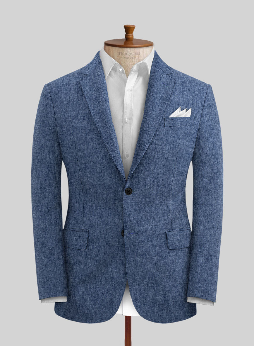 Stylbiella Spring Smoked Blue Linen Suit - StudioSuits