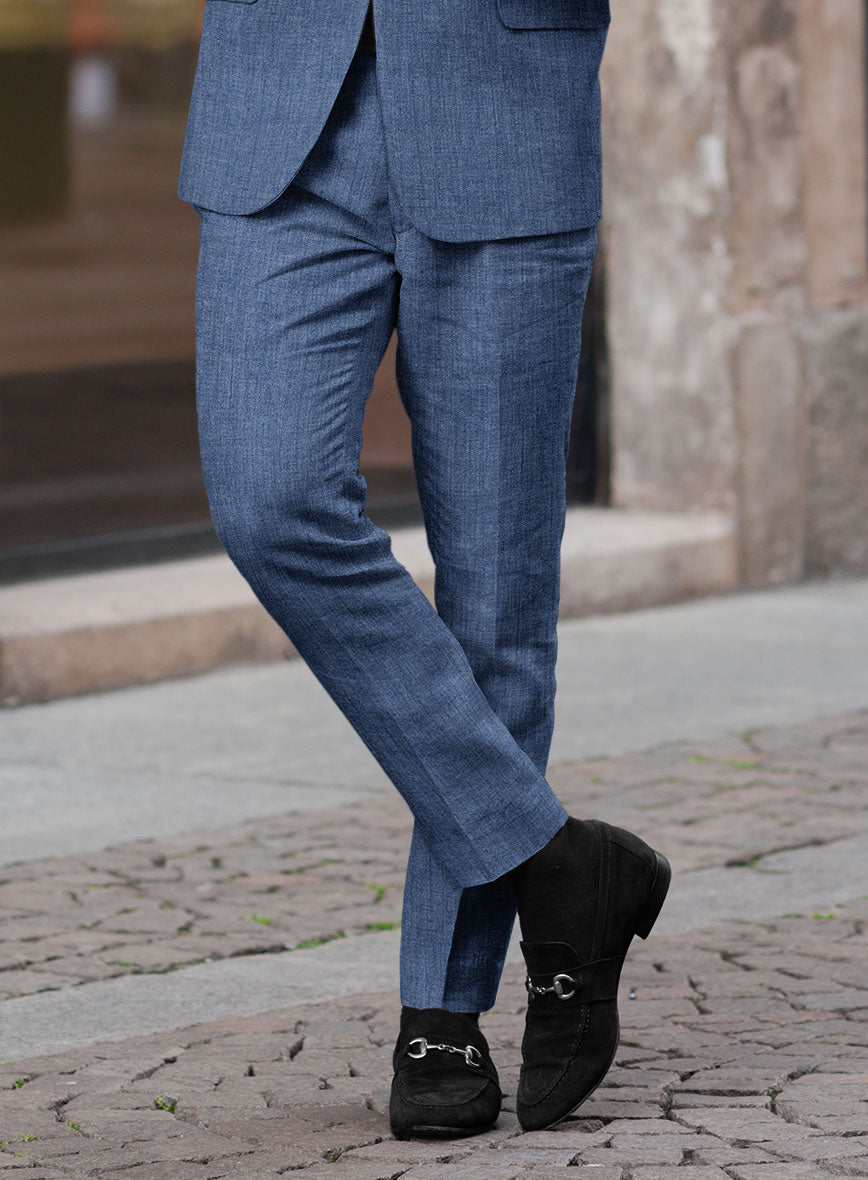 Stylbiella Spring Smoked Blue Linen Suit - StudioSuits