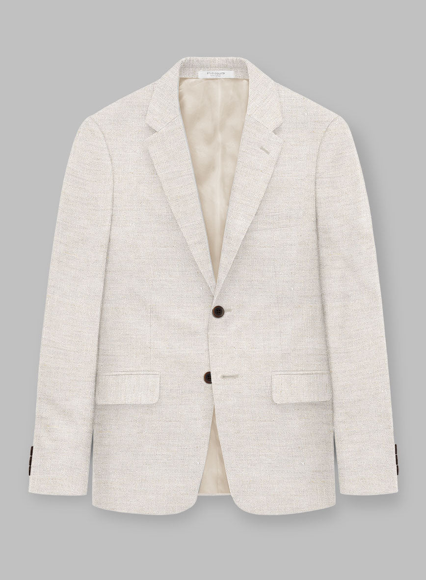 Stylbiella Spring Beige Linen Jacket - StudioSuits