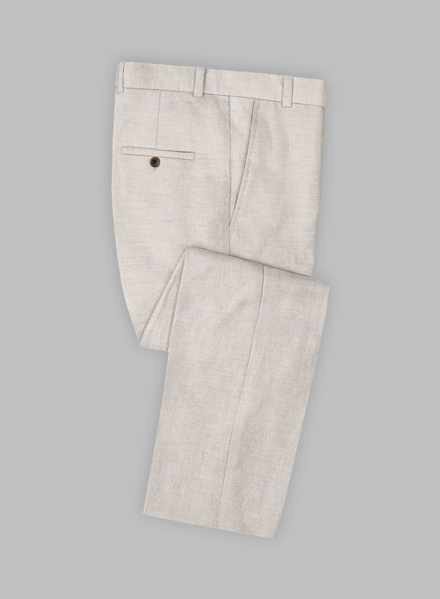 Stylbiella Spring Beige Linen Pants - StudioSuits