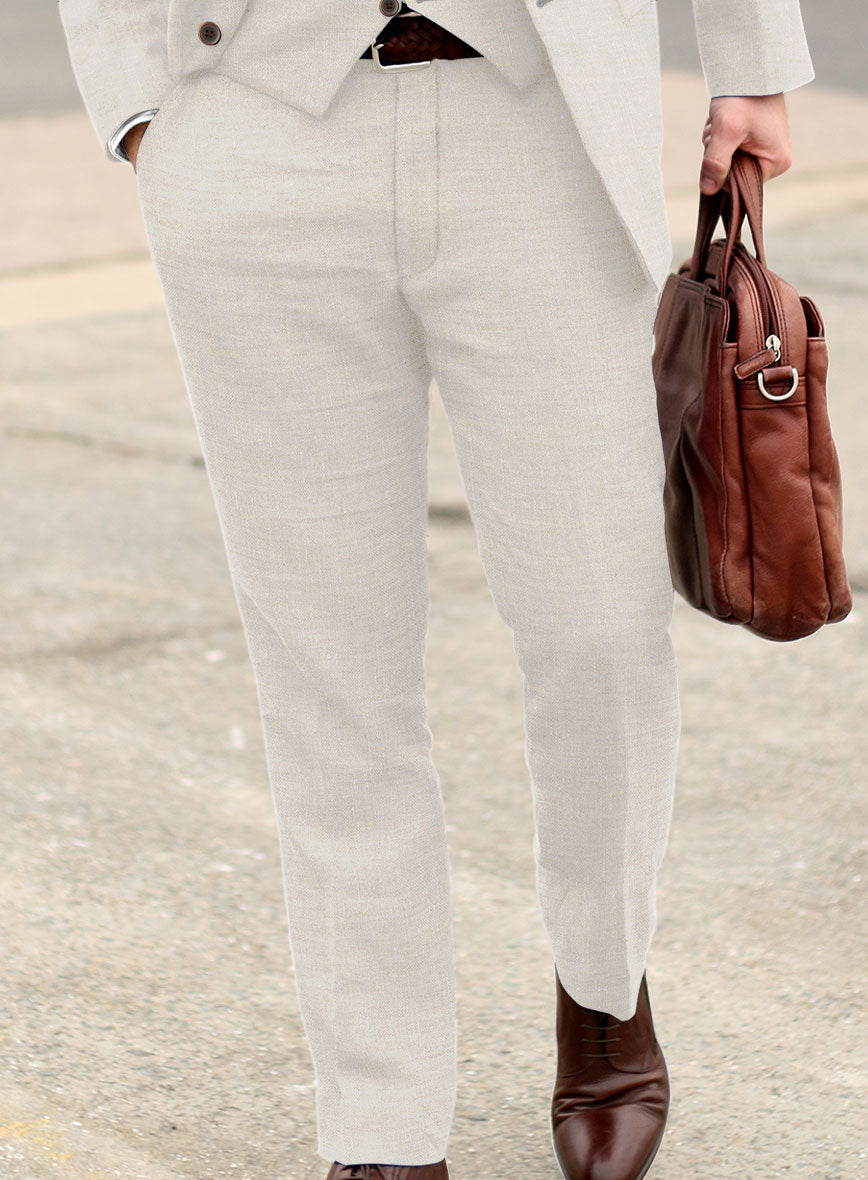 Stylbiella Spring Beige Linen Pants - StudioSuits