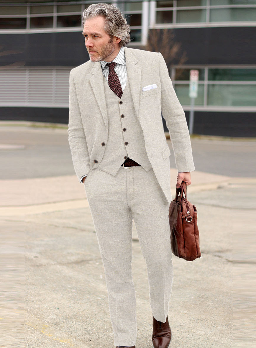 Stylbiella Spring Beige Linen Suit - StudioSuits