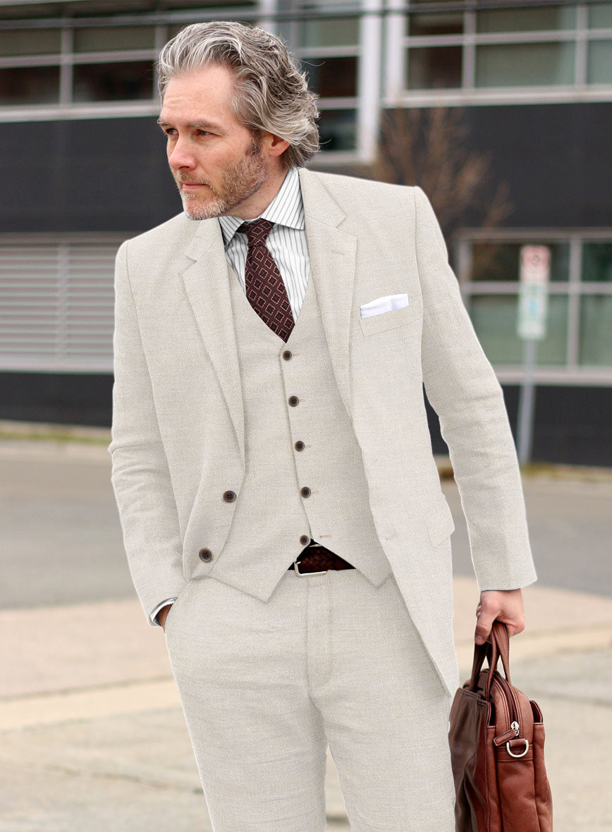 Stylbiella Spring Beige Linen Suit - StudioSuits