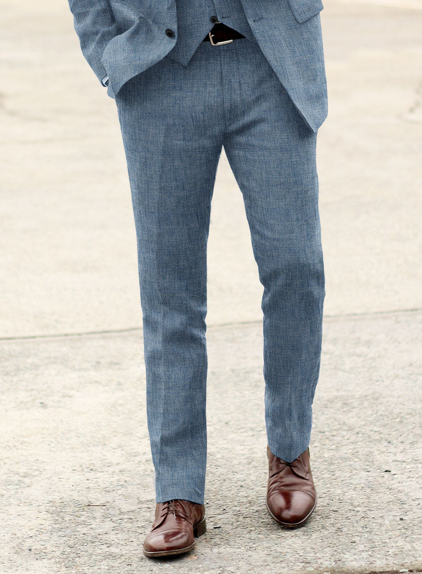 Stylbiella Spring Blue Linen Pants - StudioSuits
