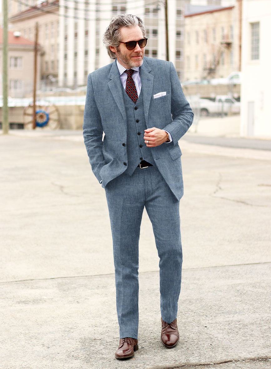 Stylbiella Spring Blue Linen Suit - StudioSuits