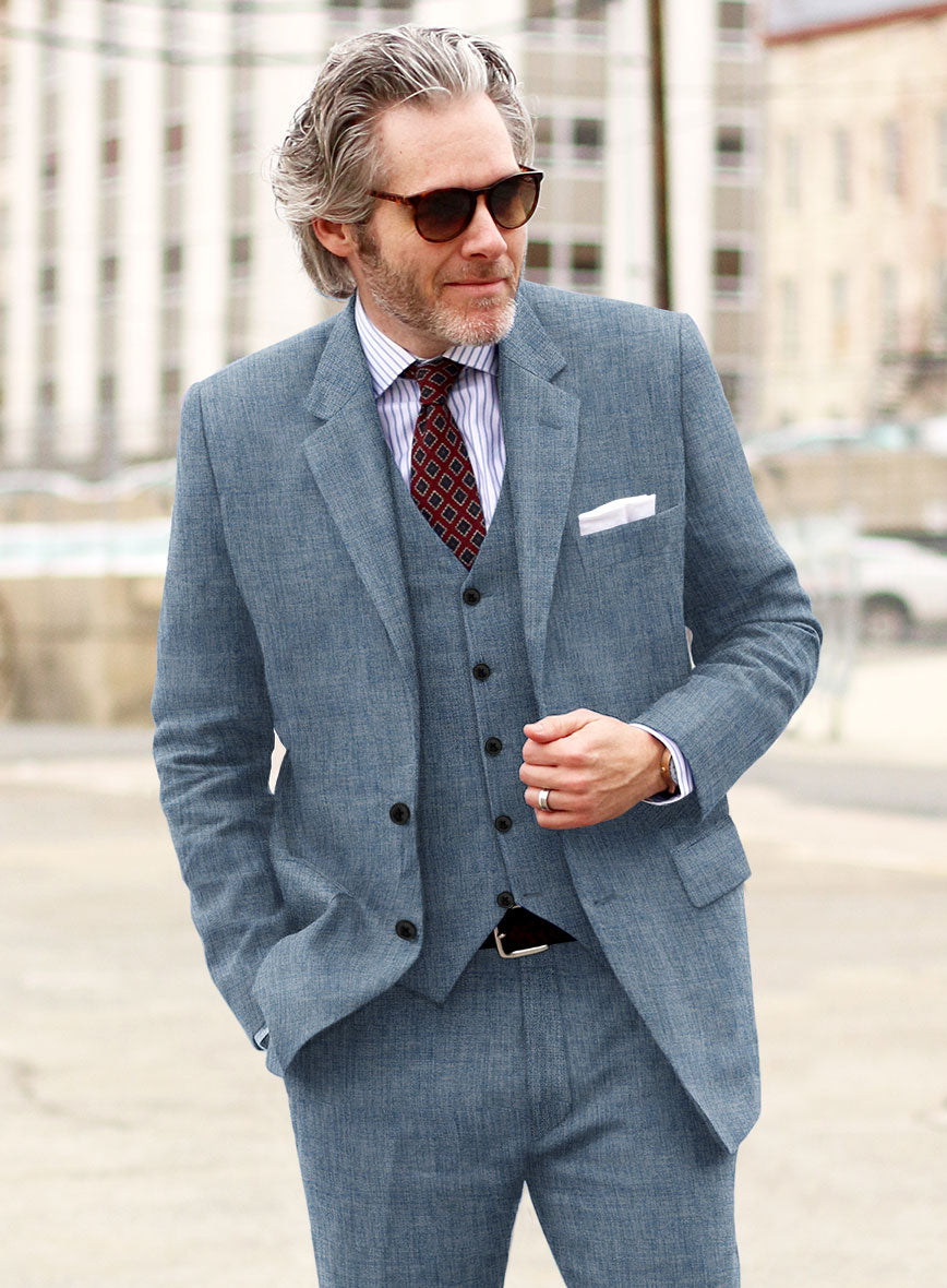 Stylbiella Spring Blue Linen Suit - StudioSuits