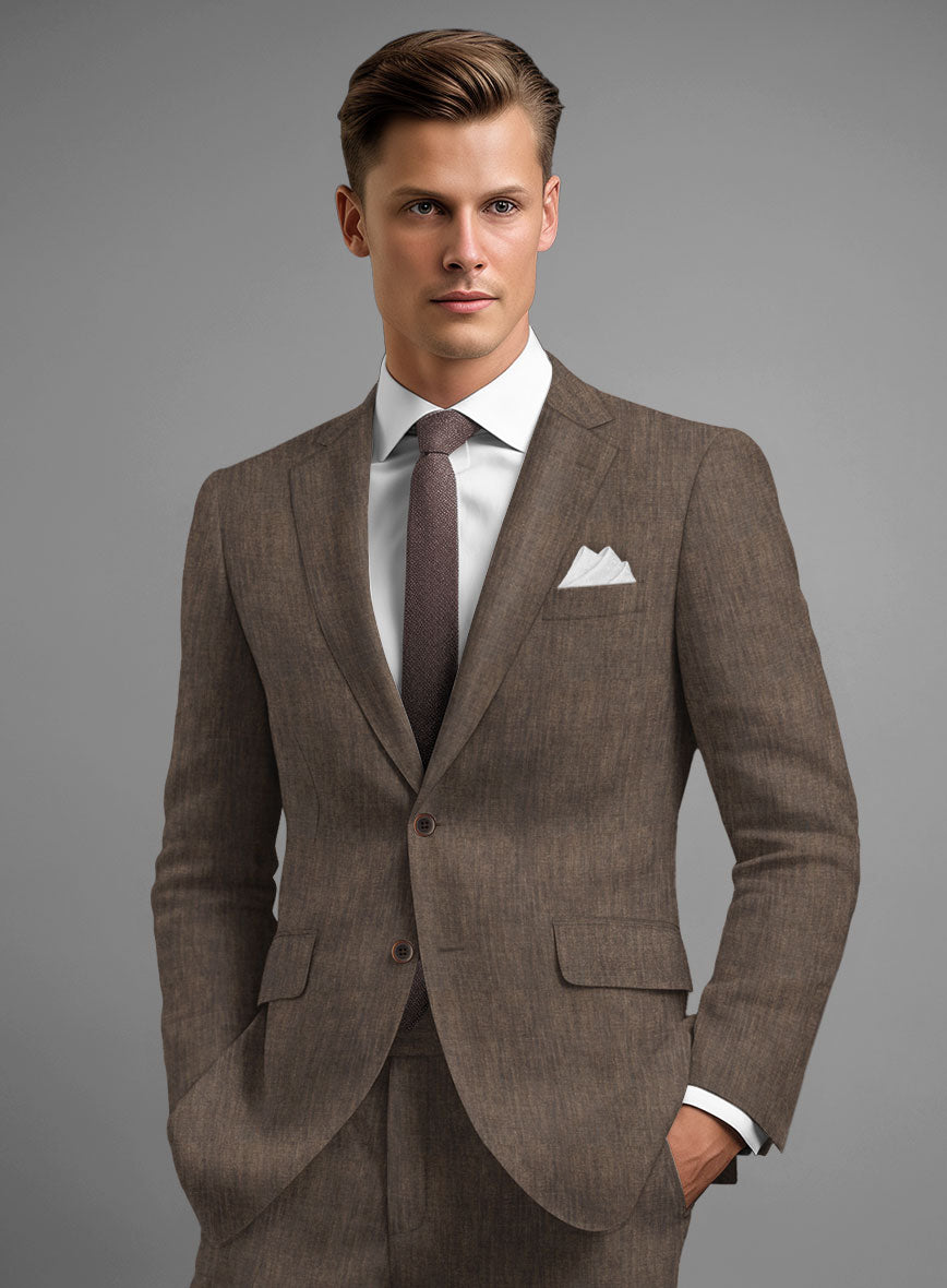 Stylbiella Spring Brown Linen Jacket - StudioSuits