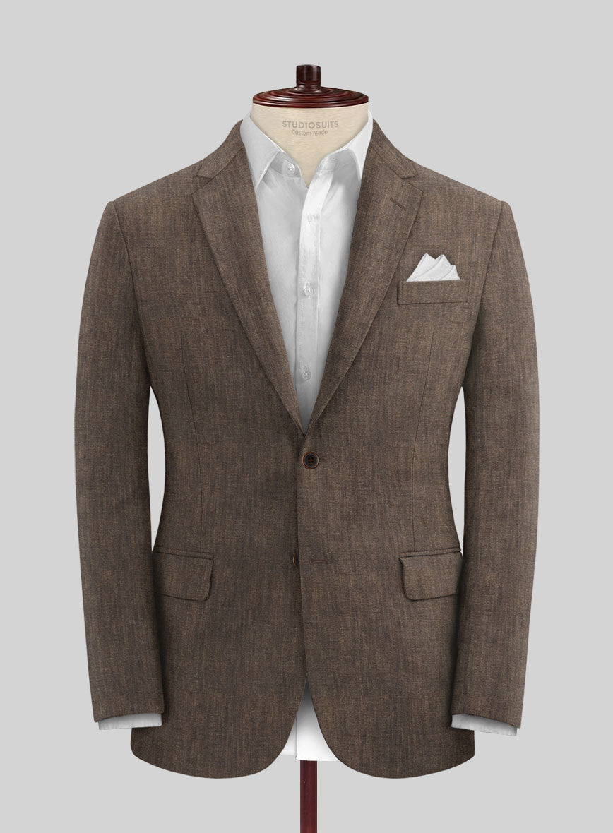 Stylbiella Spring Brown Linen Jacket - StudioSuits