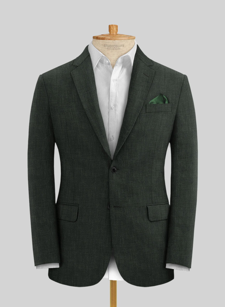 Stylbiella Spring Dark Green Linen Jacket - StudioSuits