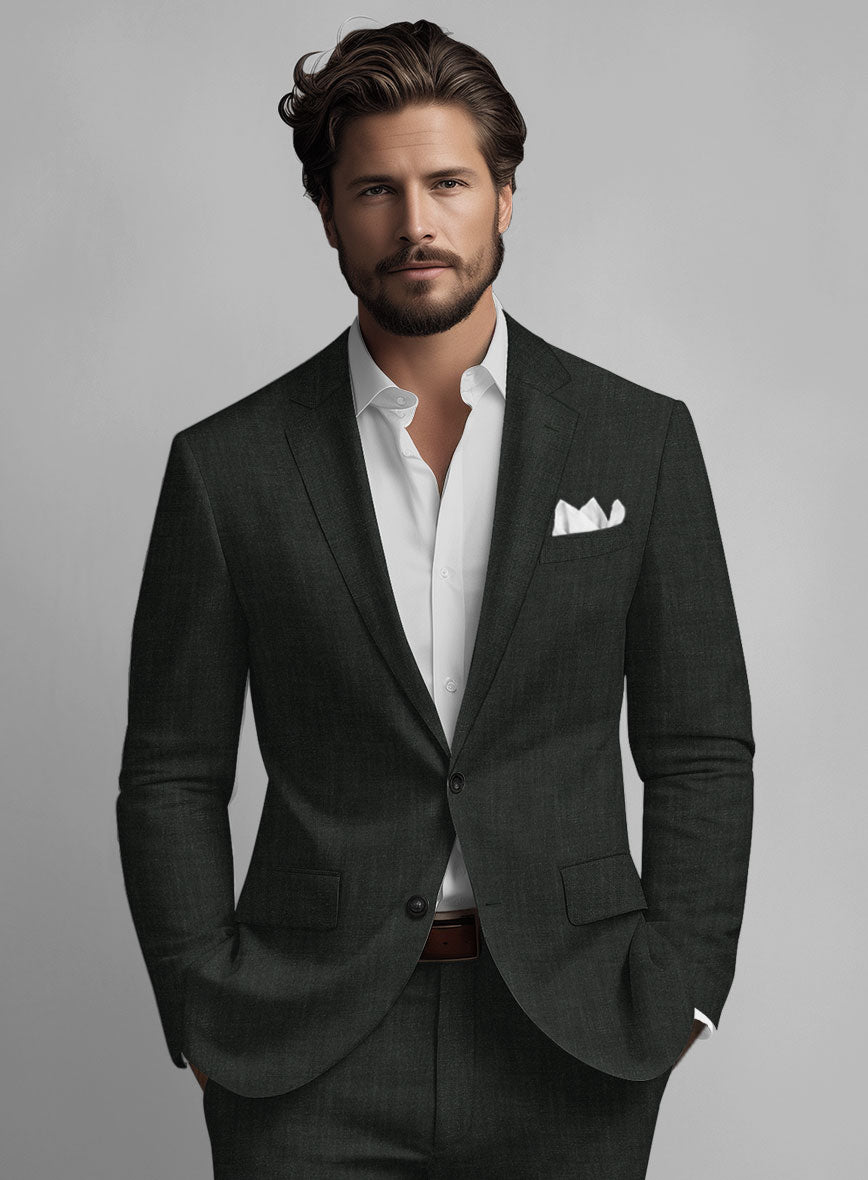 Stylbiella Spring Dark Green Linen Jacket - StudioSuits