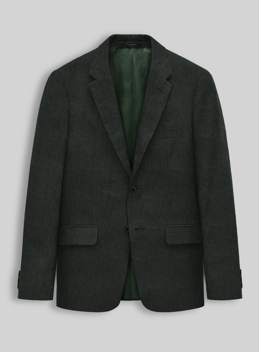 Stylbiella Spring Dark Green Linen Jacket - StudioSuits