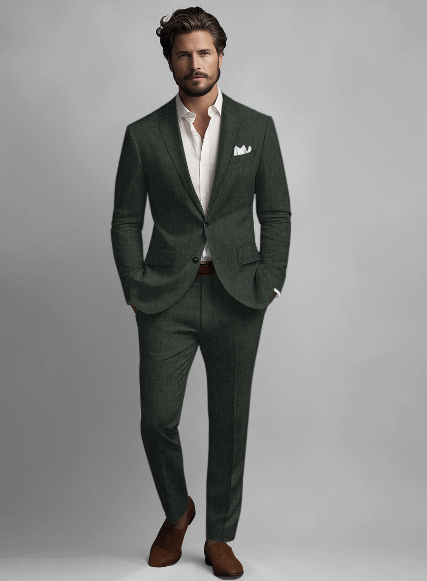 Stylbiella Spring Dark Green Linen Suit StudioSuits — free download