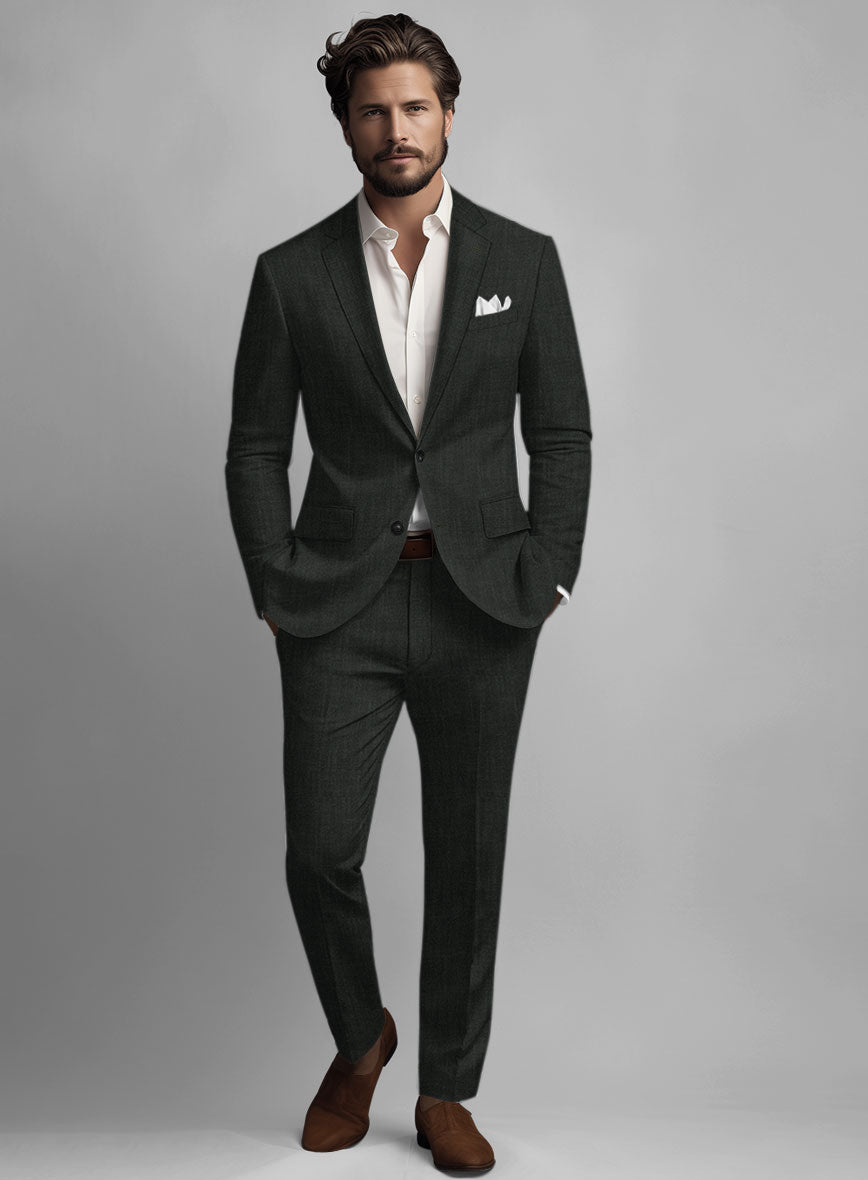 Stylbiella Spring Dark Green Linen Suit - StudioSuits