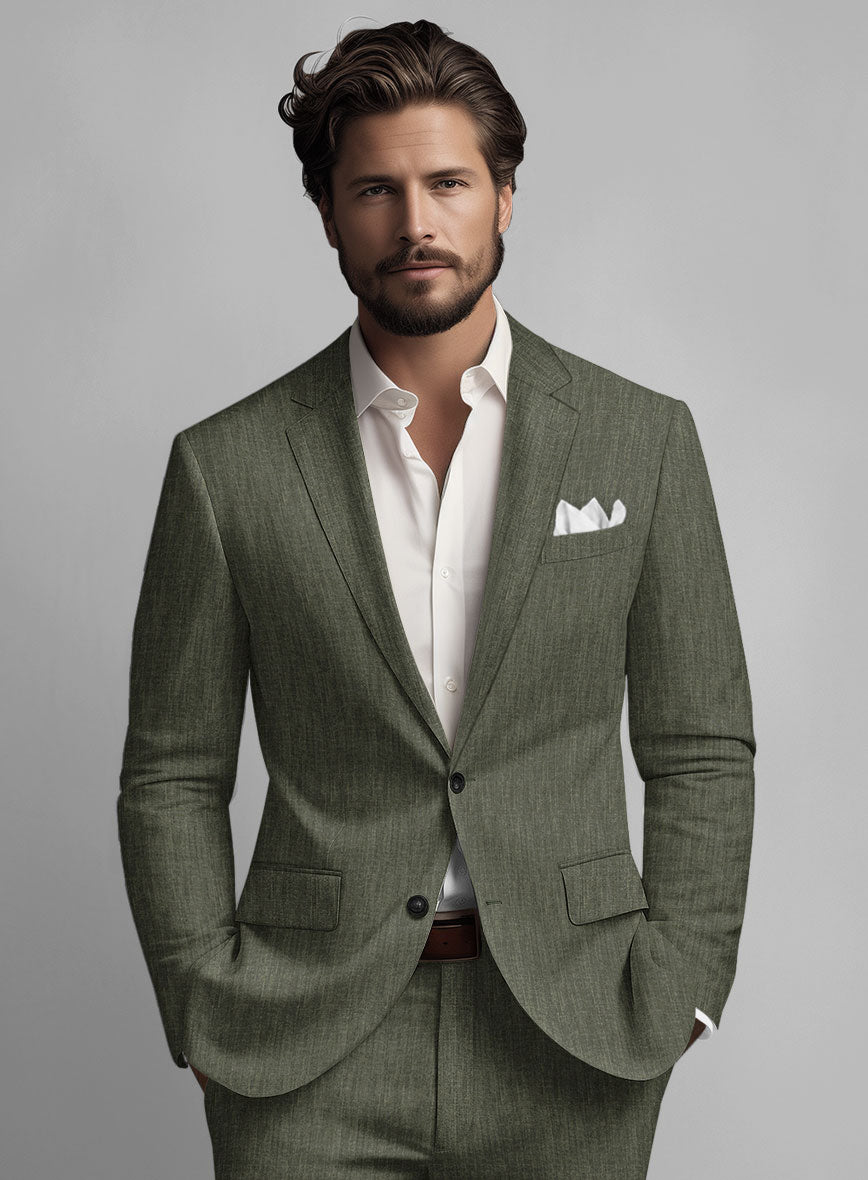 Stylbiella Spring Dew Green Linen Suit - StudioSuits