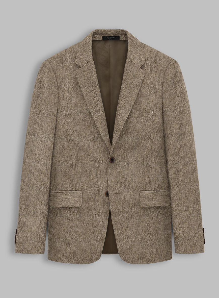 Stylbiella Spring Light Brown Linen Jacket - StudioSuits