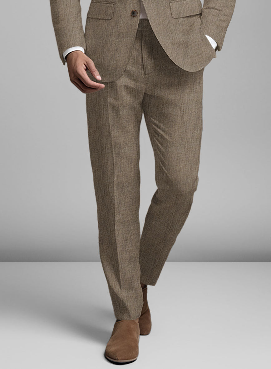 Stylbiella Spring Light Brown Linen Pants – StudioSuits