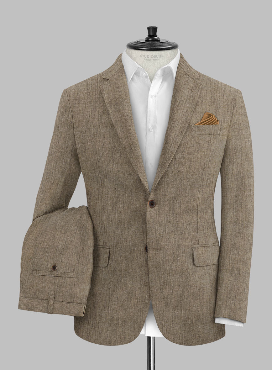 Stylbiella Spring Light Brown Linen Suit - StudioSuits