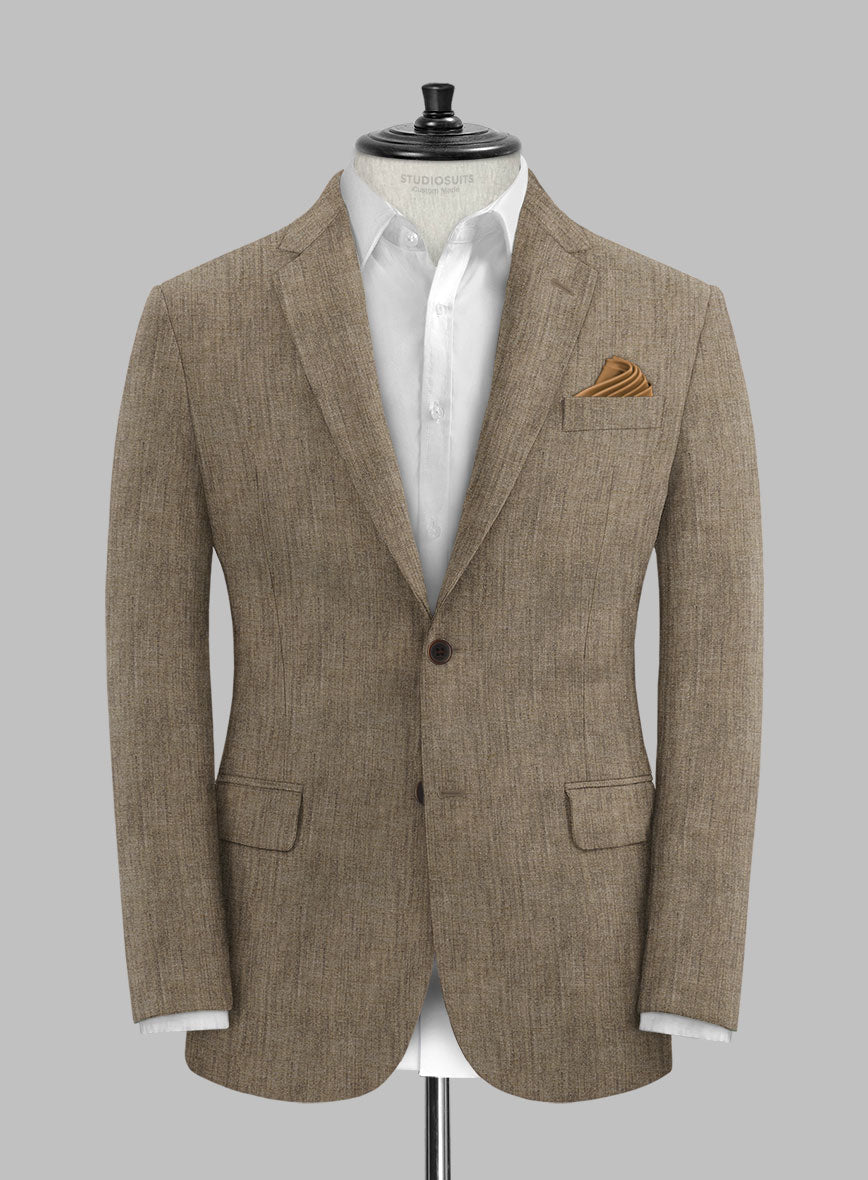 Stylbiella Spring Light Brown Linen Suit - StudioSuits