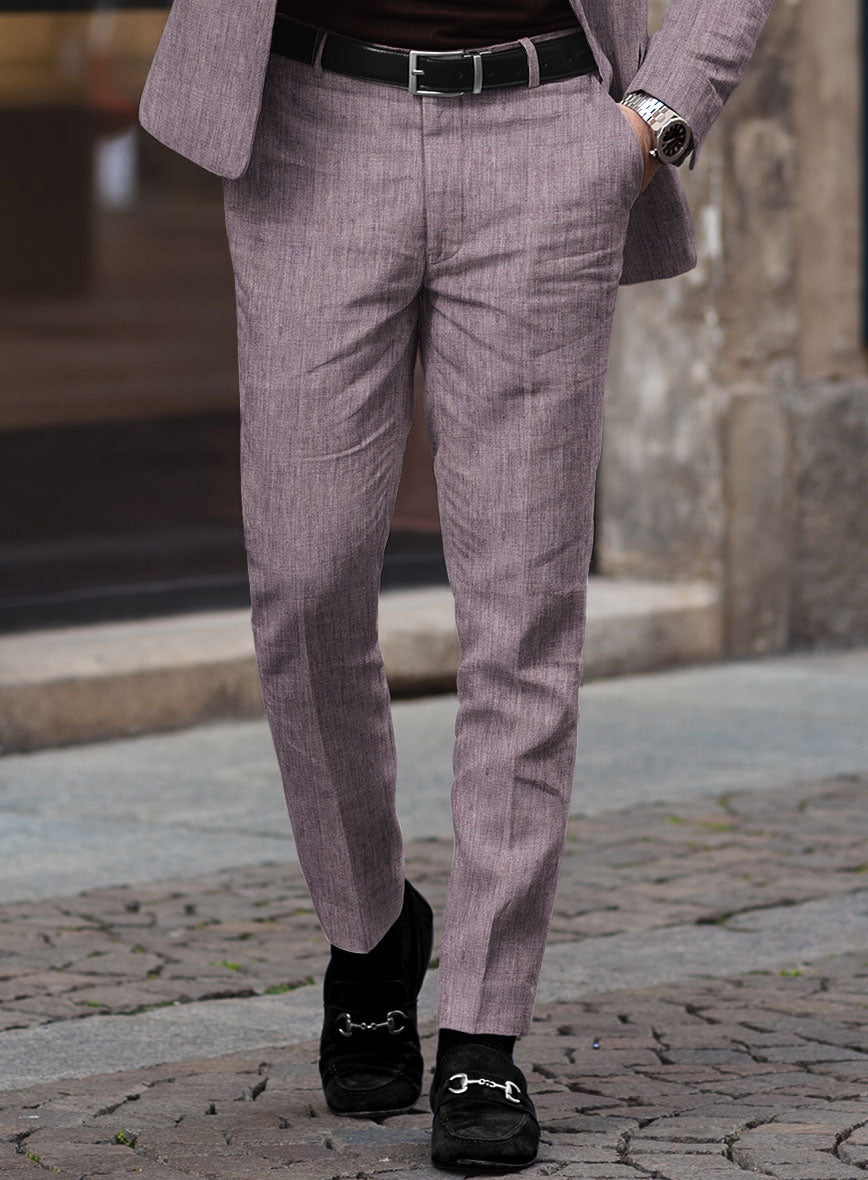 Stylbiella Spring Purple Linen Pants - StudioSuits