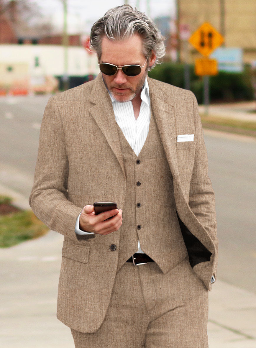 Stylbiella Spring Maple Khaki Linen Jacket - StudioSuits