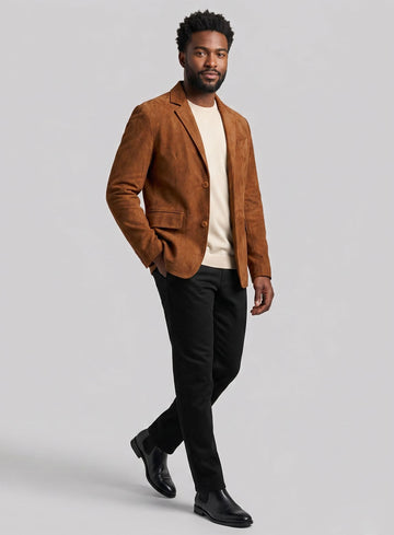 Suede Leather Blazer - StudioSuits