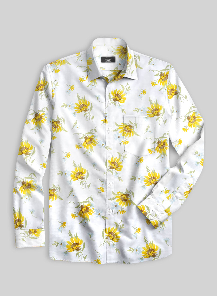Sunlit Bloom Cotton Lycra Shirt - StudioSuits