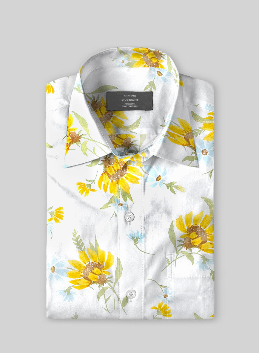 Sunlit Bloom Cotton Lycra Shirt - StudioSuits