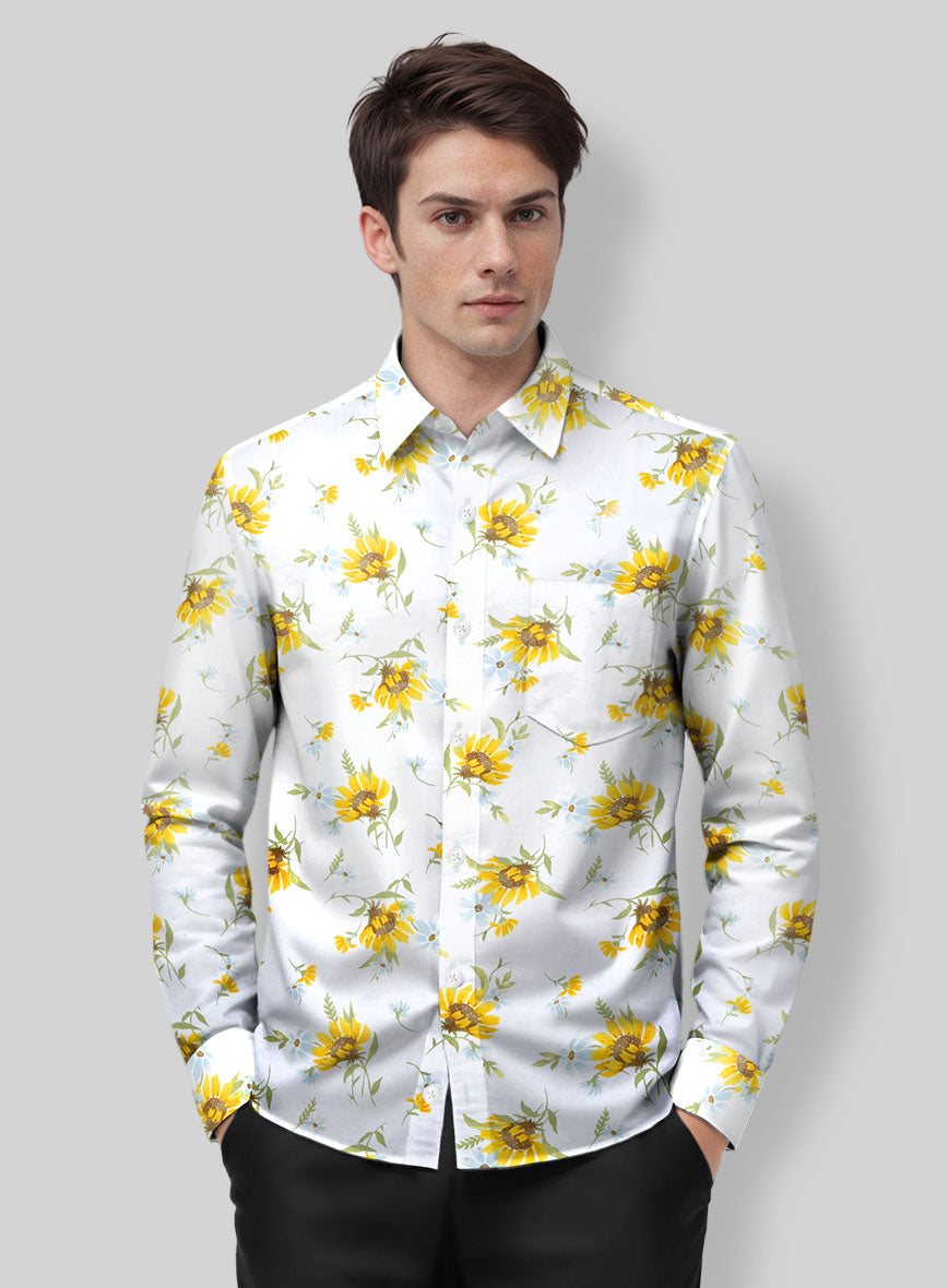 Sunlit Bloom Cotton Lycra Shirt - StudioSuits