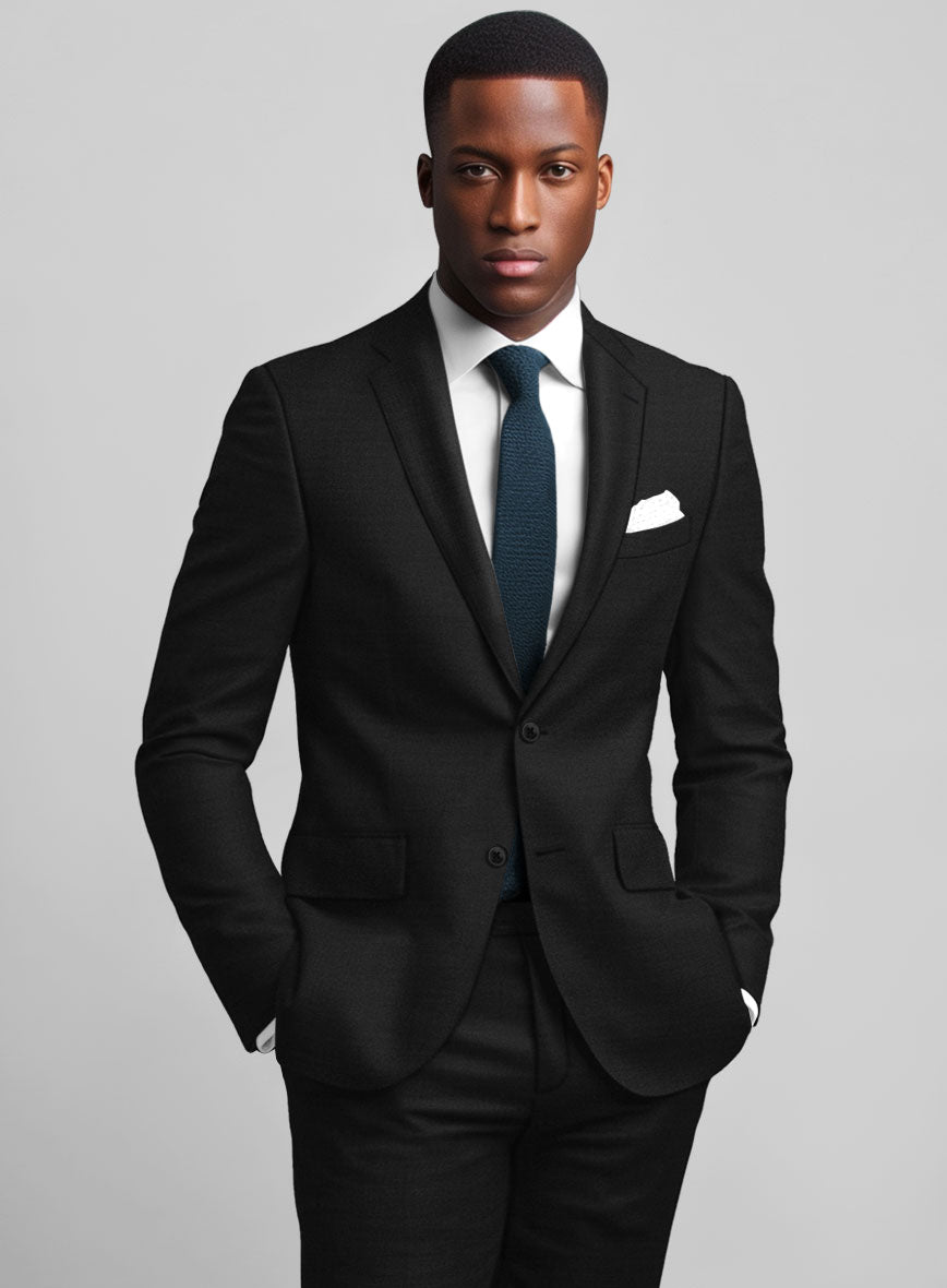 Super Black Satin Wool Jacket - StudioSuits