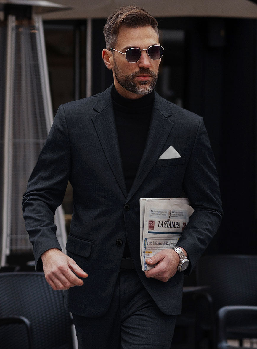 Super Blue Satin Wool Jacket - StudioSuits