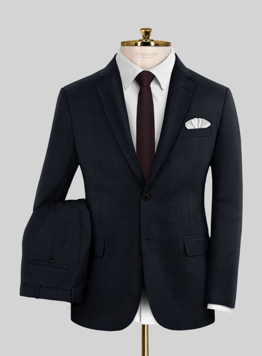 Super Blue Satin Wool Suit - StudioSuits