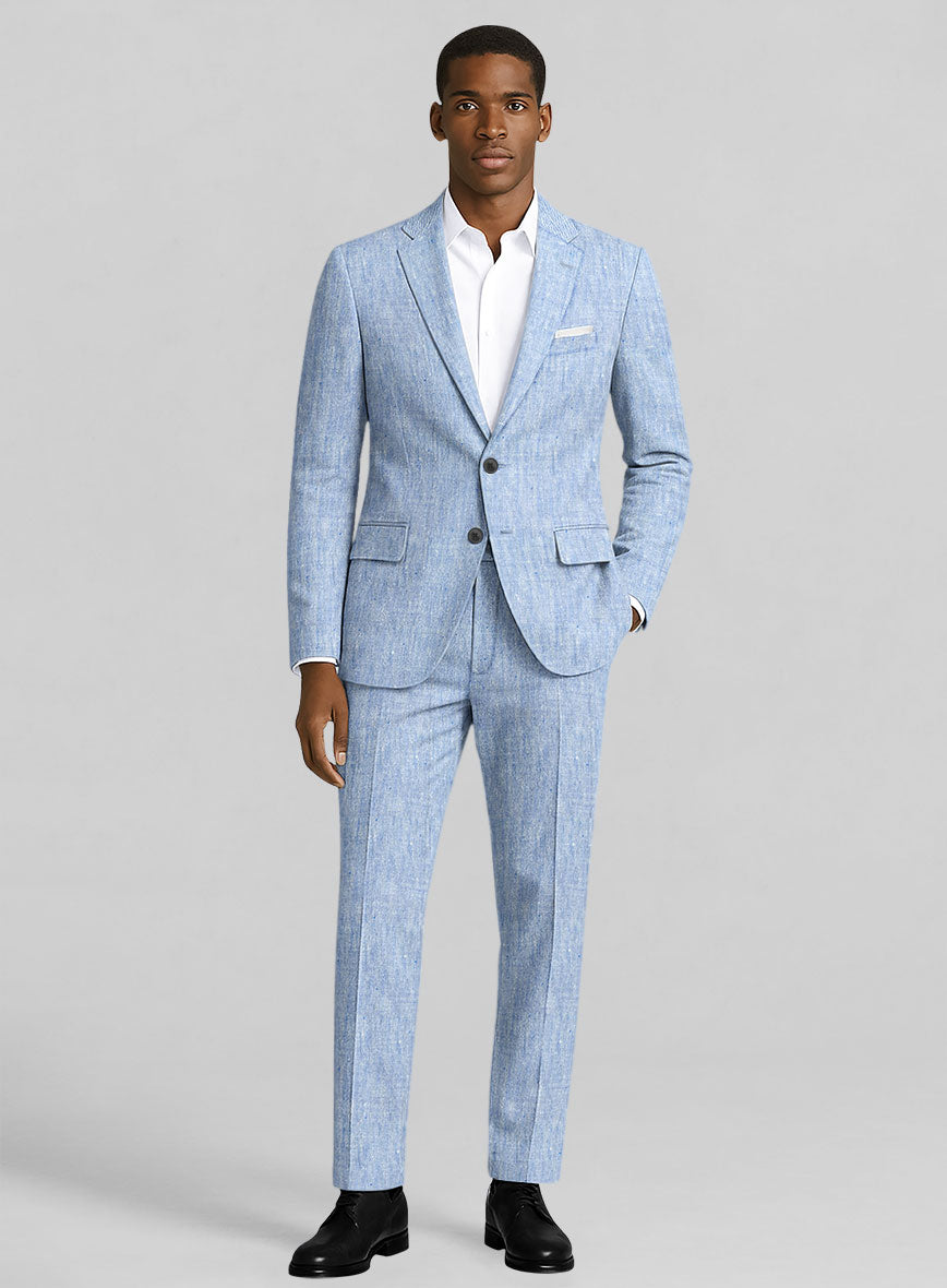 Italian Sky Blue Linen Suit - StudioSuits