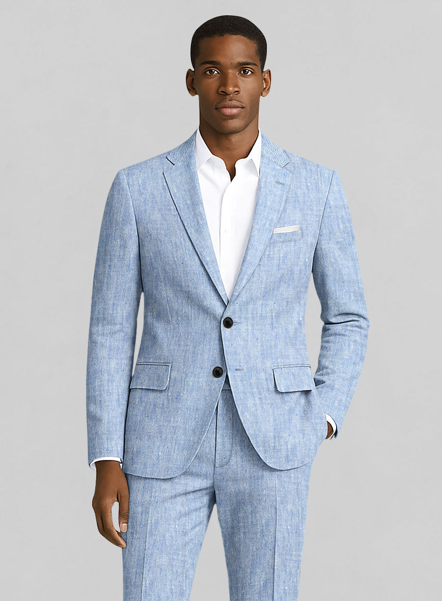 Italian Sky Blue Linen Suit - StudioSuits