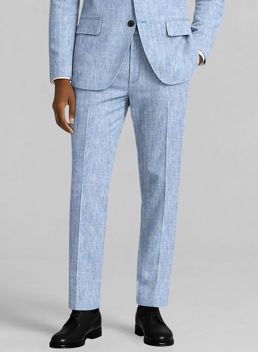 Italian Sky Blue Linen Suit - StudioSuits