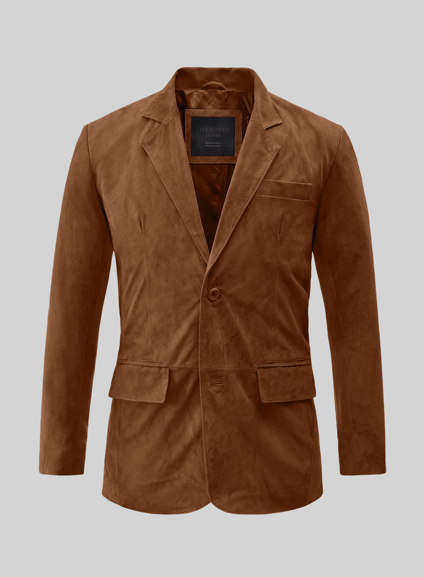 Tan Brown Suede Leather Suit - StudioSuits