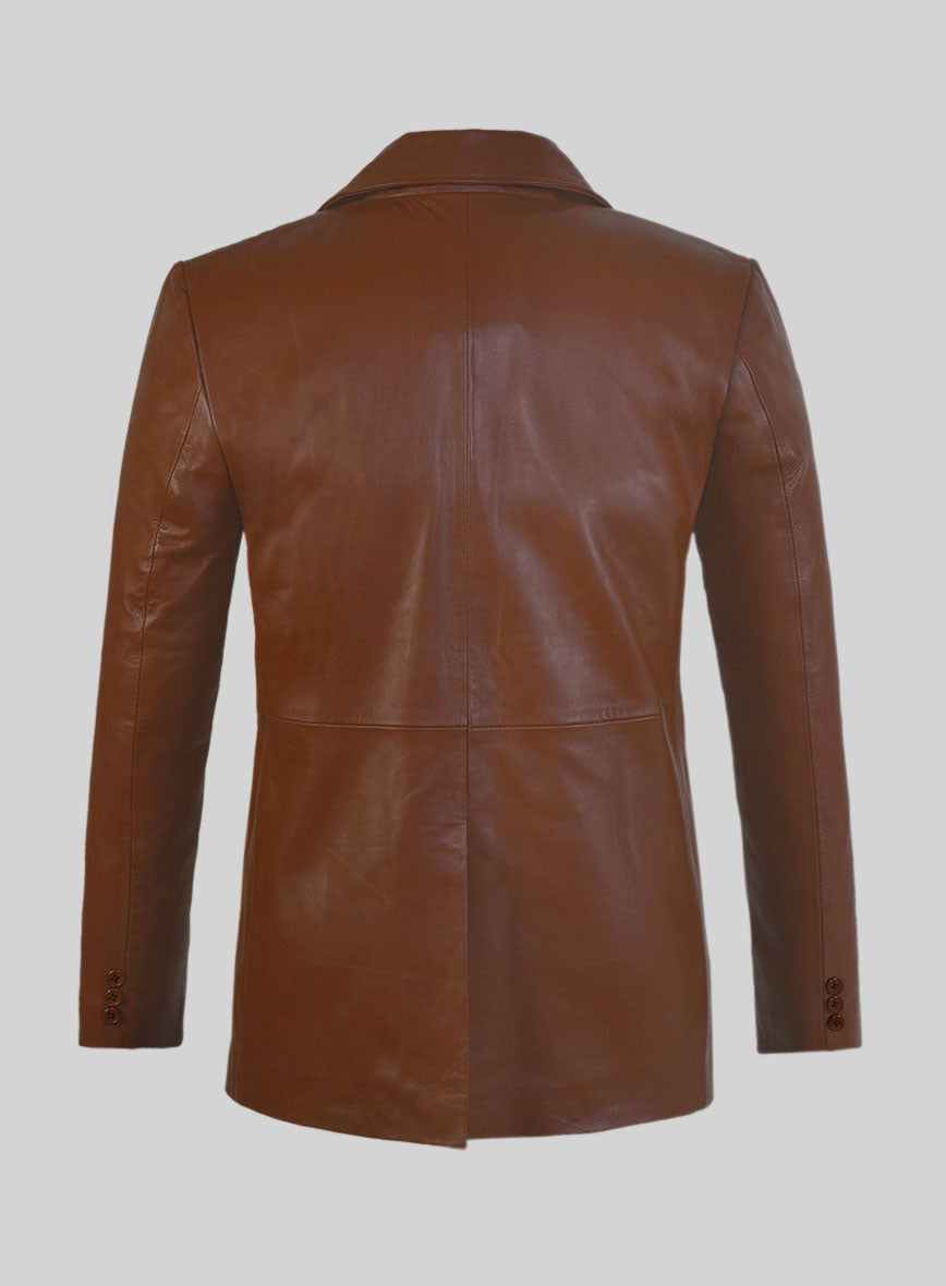 Tan Brown Leather Pea Coat – StudioSuits