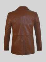 Tan Brown Leather Pea Coat - StudioSuits